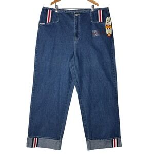 Vintage Revolt Wide Leg Jeans Womens Size 22 NWT Y2K Stripe Trim Denim Hong Kong